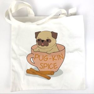 Pug-Kin Spice Small White Tote
